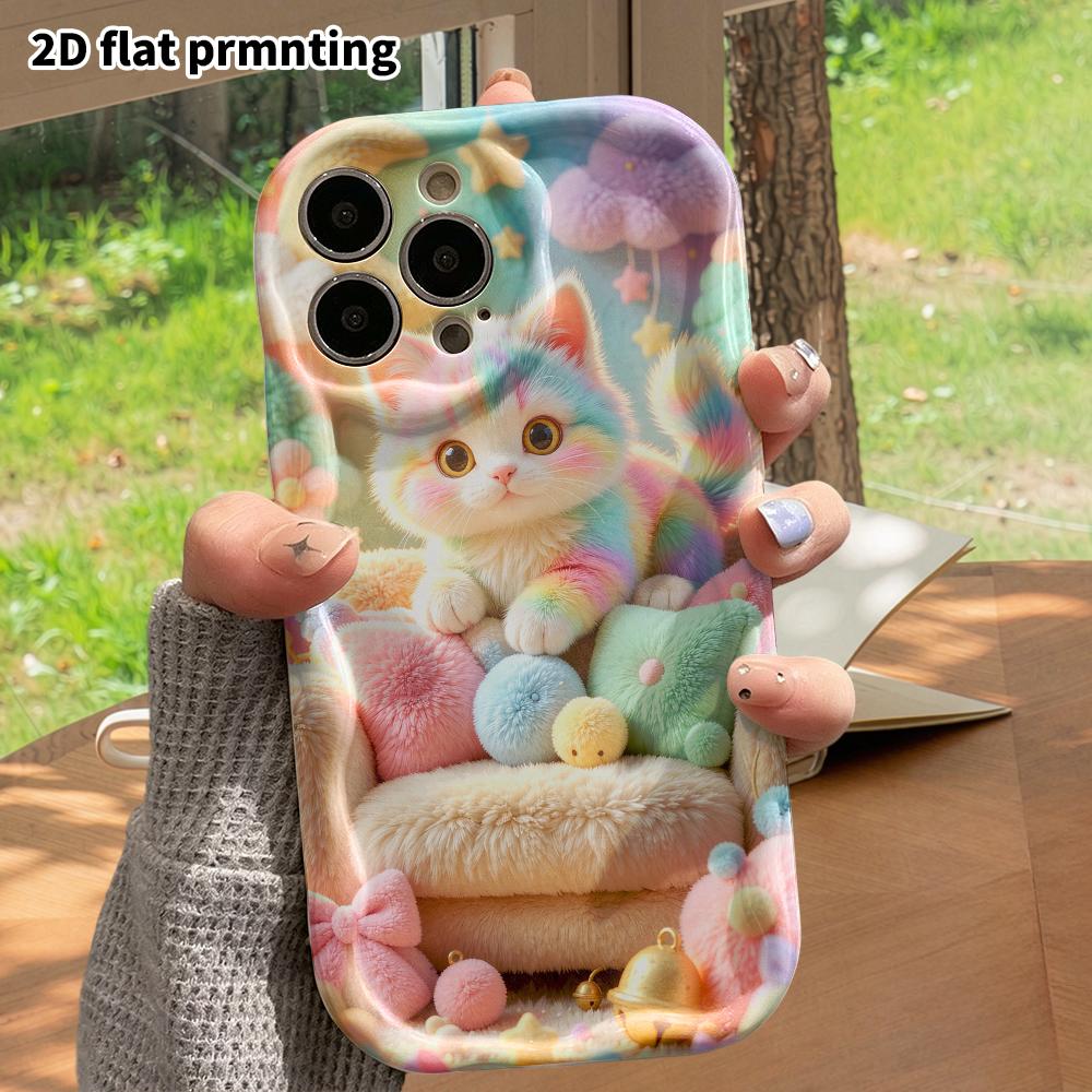 Phone Case: 2D flat, fits iPhone 18 17 16 15 14 13 12 Pro, gradient little cat, perfect Christmas and Halloween holiday gift