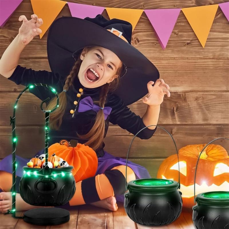 Halloween Decorations Witch Cauldron Candy Holder Metal Table Centerpiece For Home Office Or Festival Parties