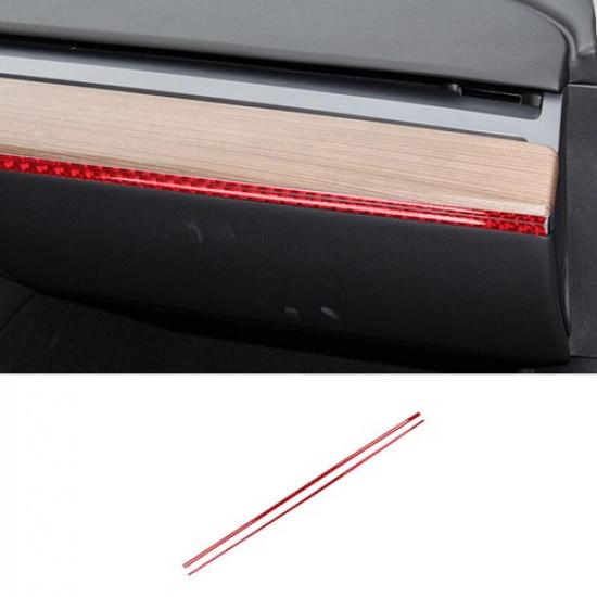 Red Carbon Fiber Car Inner Copilot Dashboard Cover For Tesla Model 3 Y 2017-