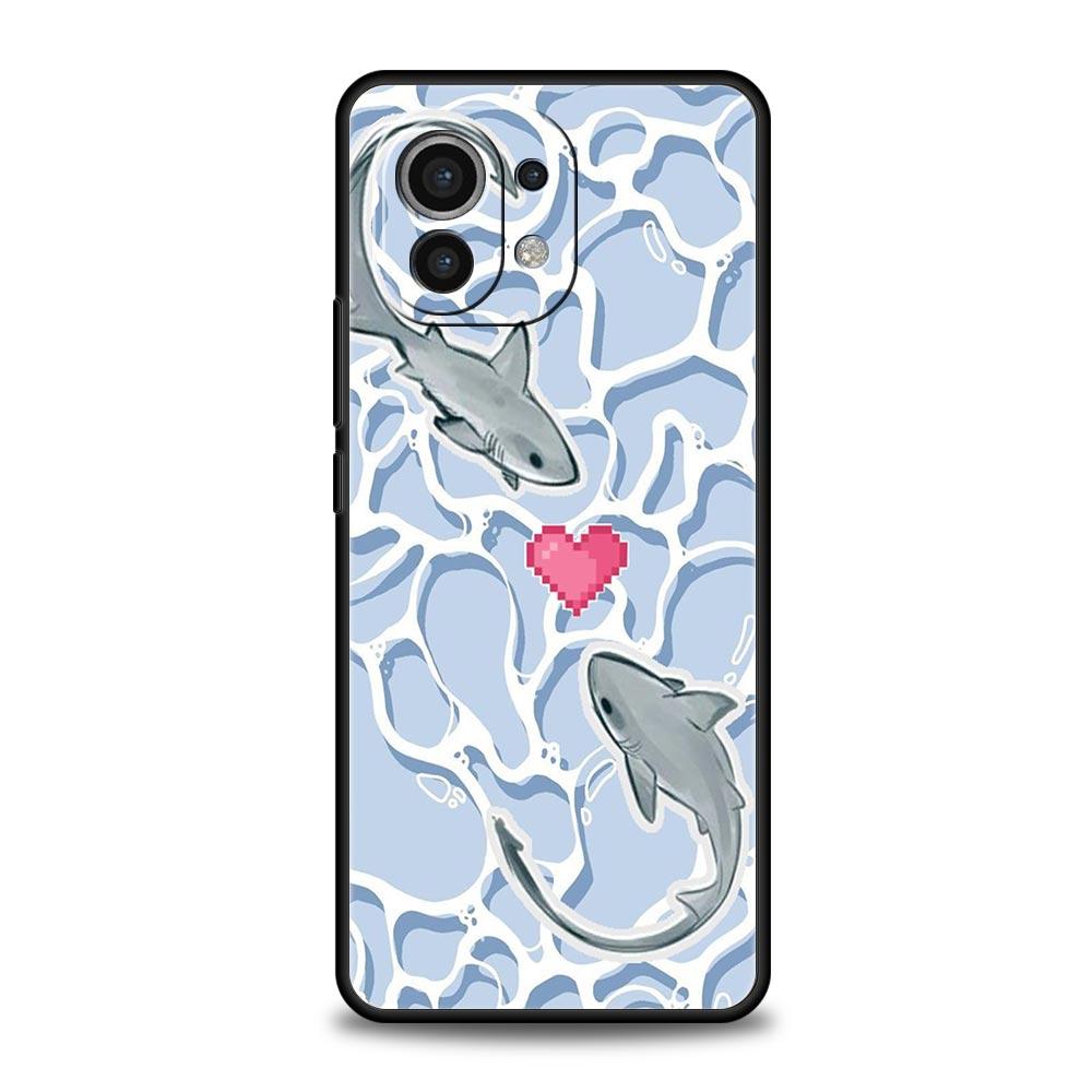 Seaside Sharks Pattern Phone Case Cover for Xiaomi Mi 17 15 14 13 12 11 Ultra 15T 14T 13T 12T 11T Pro Lite 5G Soft TPU Shell Bag