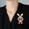 Funny Cartoon Full Crystal Paved Glasses Rabbit Cat Design Women Lapel Pins Bulldog Shaped Brooches Animal Badge