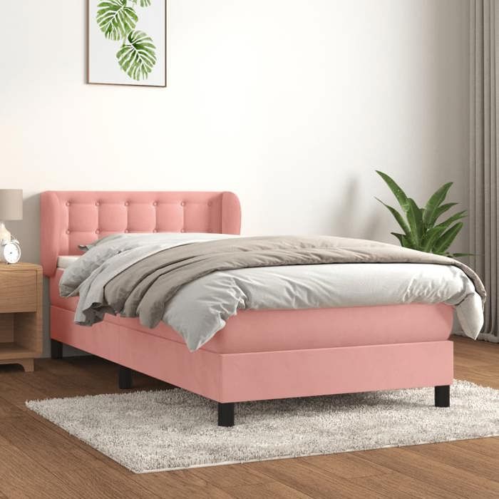 3127714 vidaXL Divan Bed with Mattress Pink 90x200 Cm Velvet