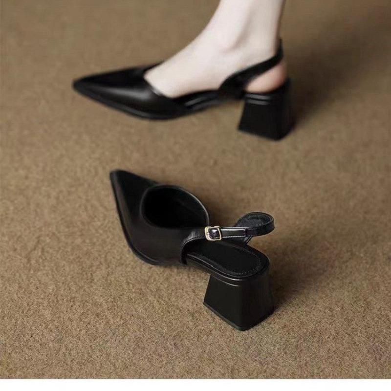 High Heels Sandals Woman Pointed Toe Heeled Shoes Shallow Summer Trend Loafers Slingback Shoes Elegant Dress Pumps Mujer