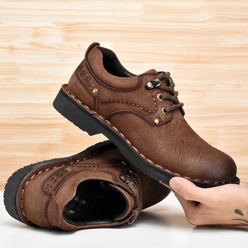 

Fashion Genuine Leather Casual Comfortable Handmade Loafers Men Outdoor Walking Hiking Shoes Men s Moccasins Man Luxury Casuales Hombres 44