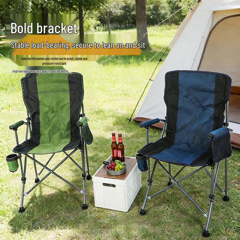 Folding Sea Dog Outdoor Chair with Hard Armrests - Portable Beach, Fishing, and Picnic Seat