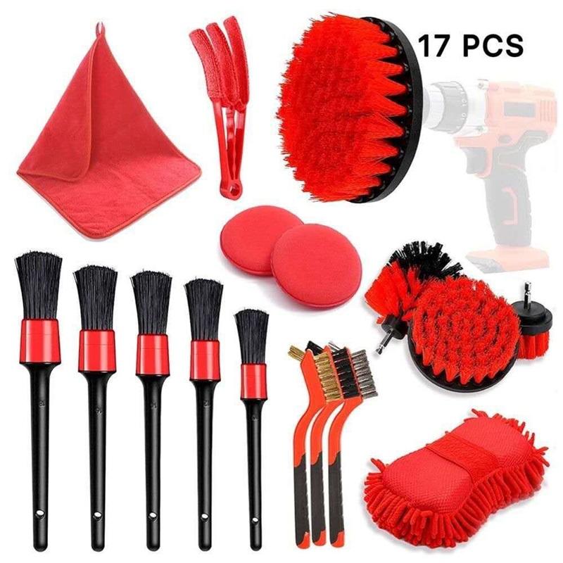 15 Piece Car Cleaning Kit Electric Drill Brush Air Conditioner Vent Cleaning Brush Combo Set