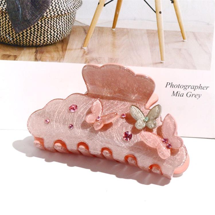 

Заколка-краб для волос из ацетата с цветком из стразов - Сверхпрочная, Девичья заколка для волос для женщин