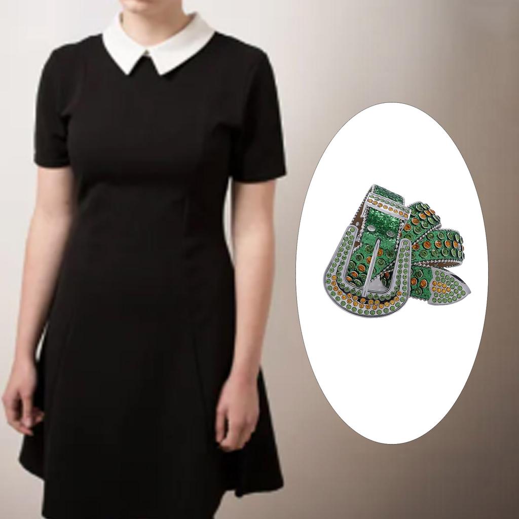 Shimmering Rhinestone Belts Adult Temperament Commuting Waist Belts Western Cowgirl Cowboy Fashion Belt for Jeans Skirt