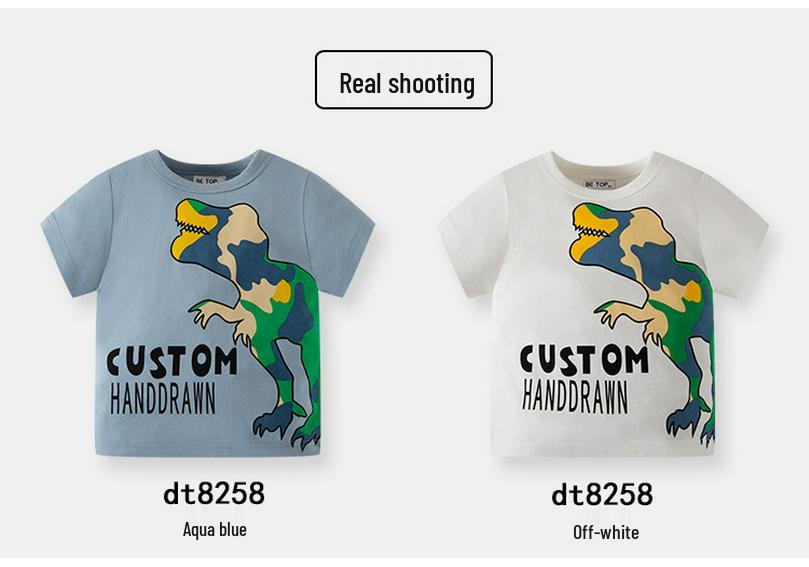 Korean Style Dinosaur Camouflage Short Sleeve T-Shirt for Boys
