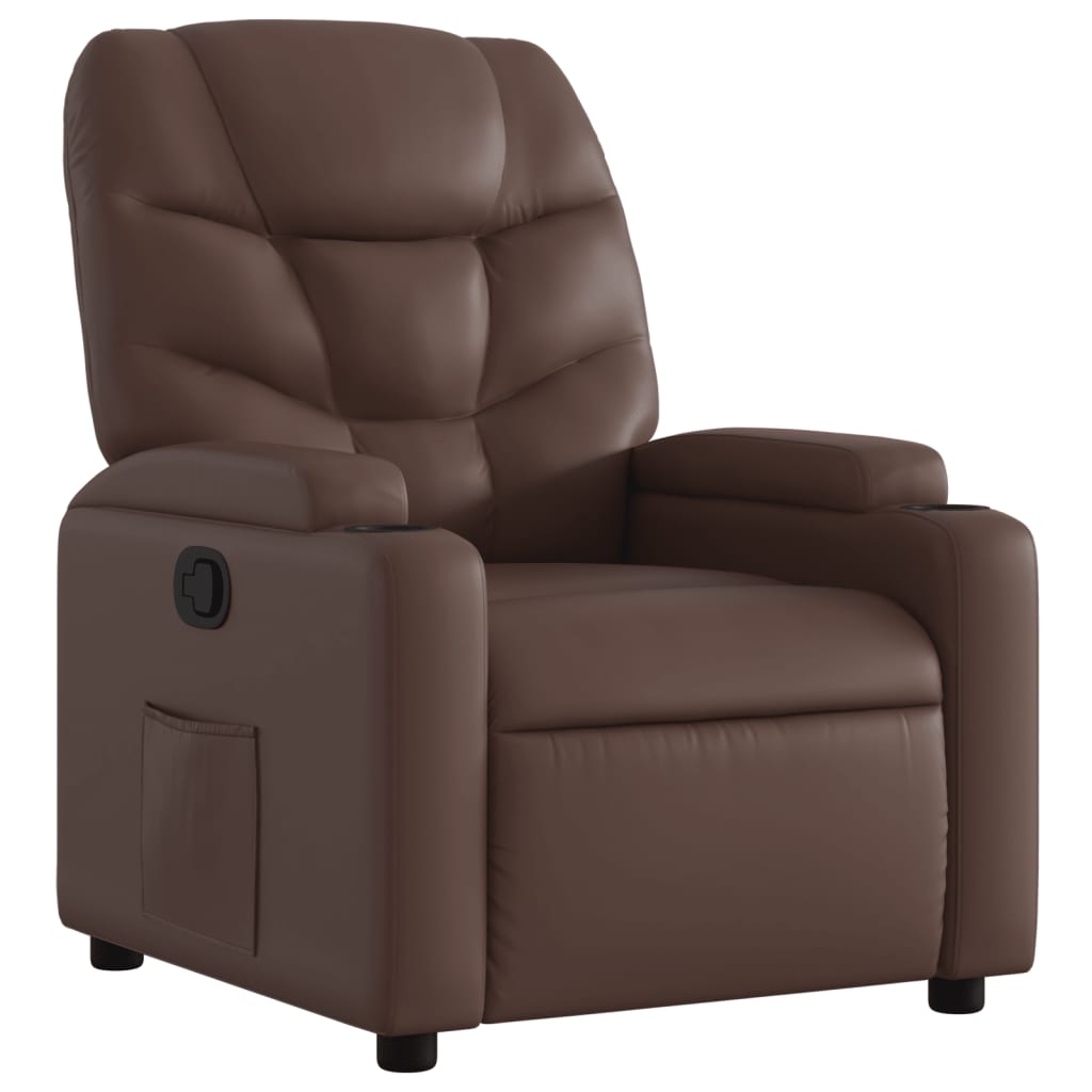 Relaxation Armchair In Brown Synthetic Leather