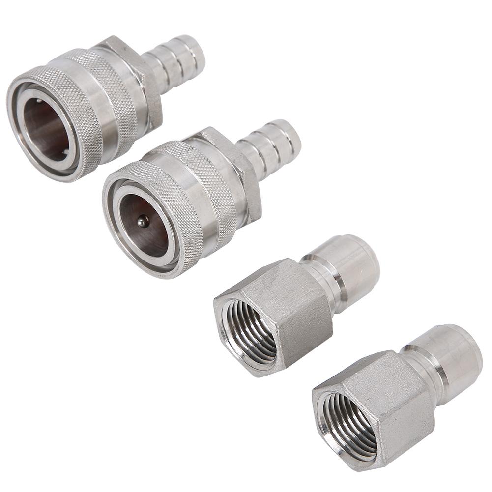 Stainless Steel G1/2in Thread Quick Connector Beer Barrel Connector Adapter Home Brew Fitting