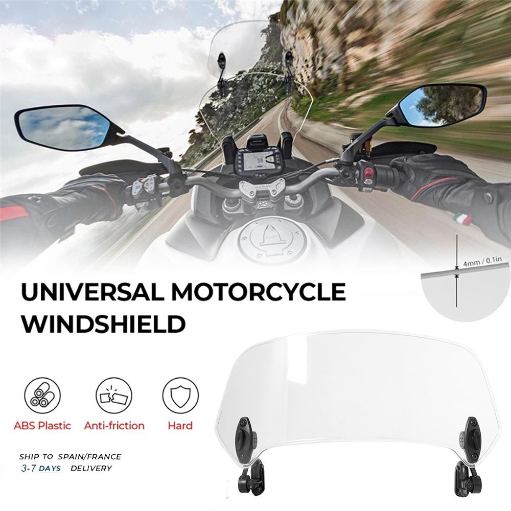 Universal Motorcycle Windshield Extension Adjustable Spoiler Clamp-On Windscreen Deflector Suitable For All Motorcycle Models
