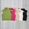Sleeveless Design Sleeveless Corset Knit Fabric Turtleneck Crop Top Sexy Sexy Slim Vest  For Women