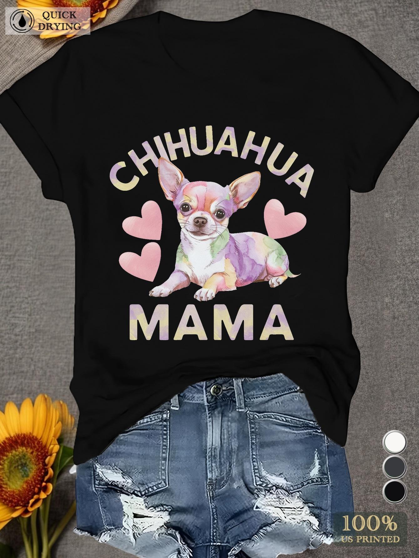 

Women s Plus Size Chihuahua Mama Graphic Tee - Colorful Watercolor Dog Design Short Sleeve Round Neck y2k clothes 4XL
