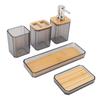 Bathroom Accessories Set Bath Ensemble Set with Toothbrush Holder Cup Lotion Bottles Soap Dish Tray