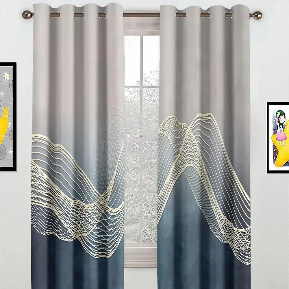 Gray White Multicolor High Shading Curtain for Adults Bedroom Art Style Luxury Thick Clackout Window Drapes Living Room Curtains