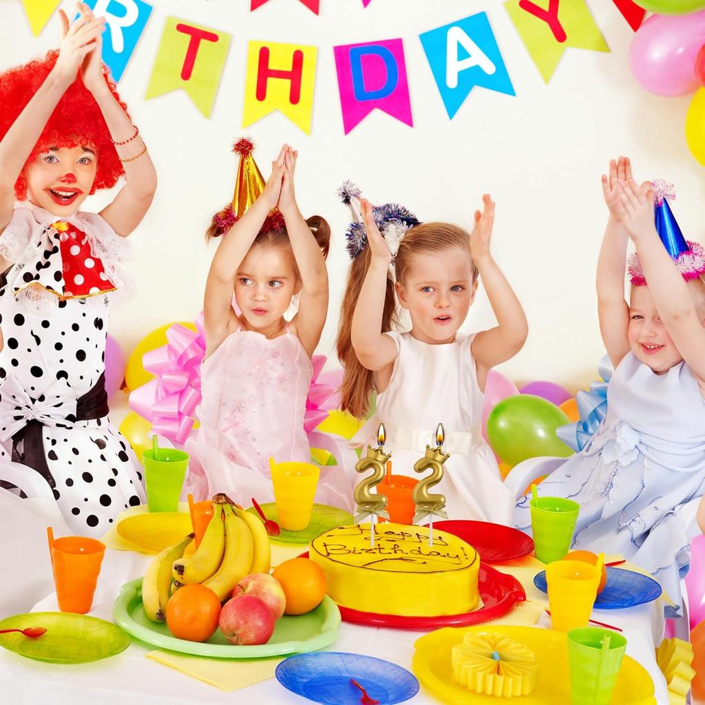 Gold Crown Number Birthday Candles Luxury Metallic Numeral Cake Toppers Happy Birthday Party Decorations for Kids Adults Men Women
