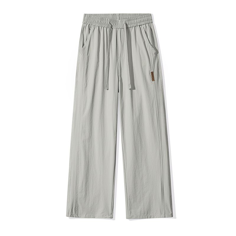 Summer Thin Men's Straight Tube Loose Ice Silk Wide Leg Casual Pants Breathable Jogging Fitness Baggy Casual Pants