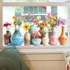 Flower Vase Window Cling Removable Waterproof PVC Floral Plants Container Static Glass Sticker Home Living Room Bedroom Decoration Decal