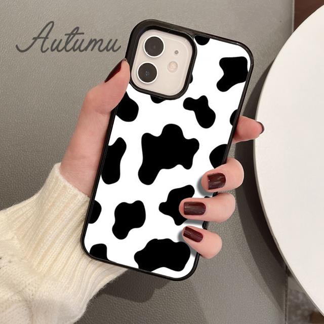 Floral Cow Phone Case for iPhone 11 12 13 14 Pro Max Mini X XR XS SE 2020 5 6S 7 8 Plus Samsung Galaxy S21 S22 Cover Shell