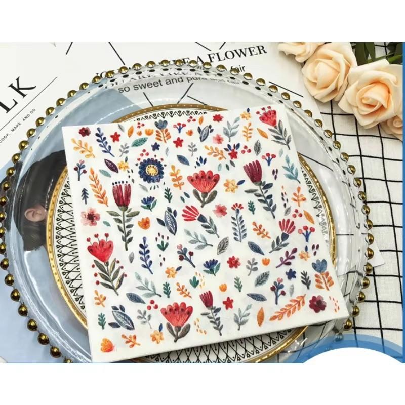 20pcs/pac Floral Printed Paper Napkins for Wedding Colorful Facial Tissues for Party Table Setting Disposable Dinner Napkins