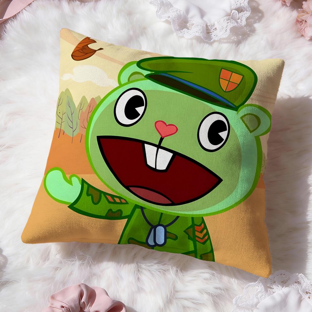 Anime H-Happy Tree Friends Kissenbezug Premium Komfort Wendbarer Kissenbezug -Zwei-in-Eins-Design für jeden Raum & Autoinnenraum