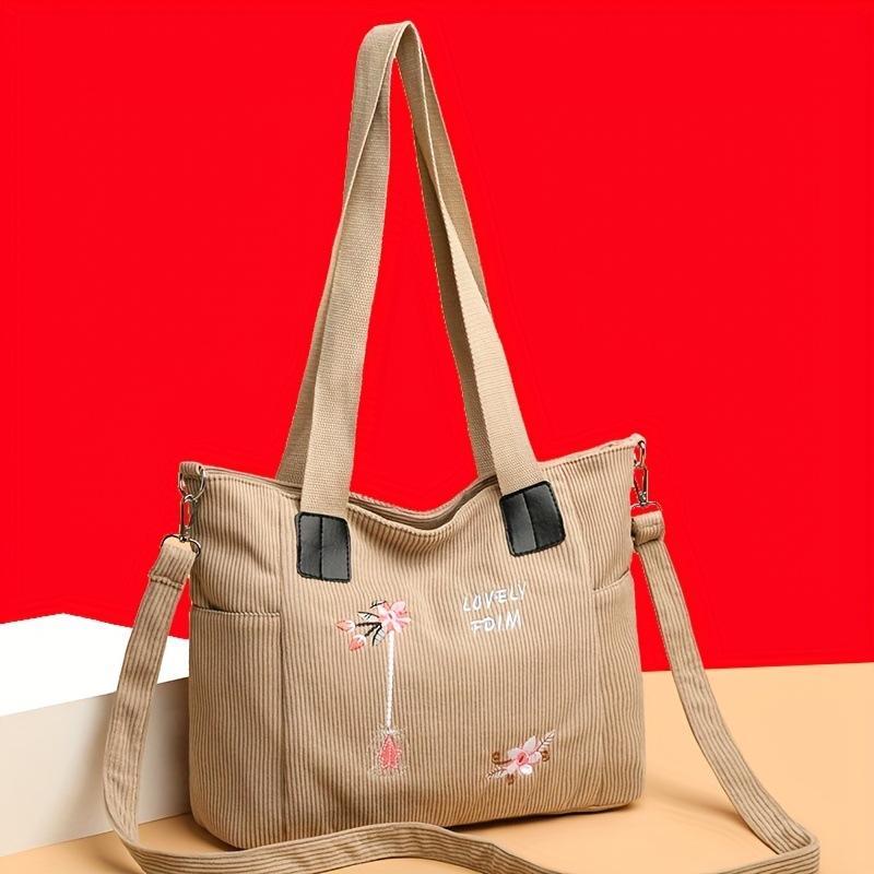 Large-capacity Tote Bag, Casual and Versatile Embroidered Shoulder Bag, Commuter Handbag