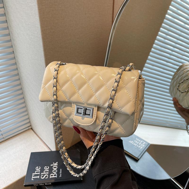 Fashion diamond chain small square bag new high-end simple shoulder bag trendy versatile messenger bag