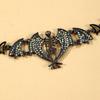 Gothic Punk Exaggerated Shiny Rhinestone Skull Bat Devil Necklace for Women Halloween Jewelry Accessories
