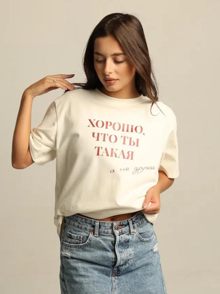 100% Cotton Loose Fit American Style Letter Print T-Shirt