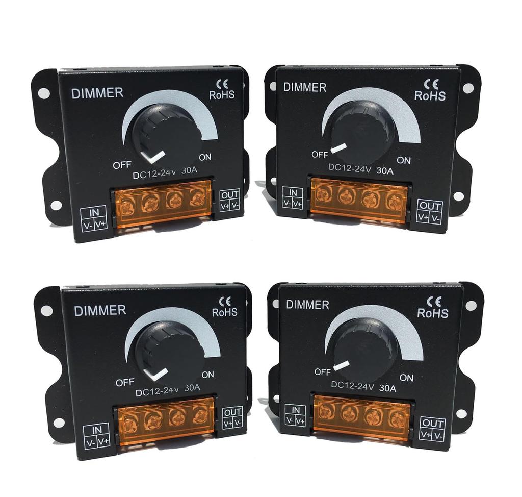 Archnote LED Dimmer Switch, Dimmer Controller, Volume Control, 12V 24V 30A, Stepless Brightness Control, Set of 4