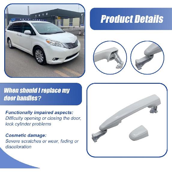 FZJDSD Rear Left or Right Side White Sliding Door Handle Compatible with Toyota Sienna 2004 2005 2006 2007 2008 2009 2010 Replace 69213-08020