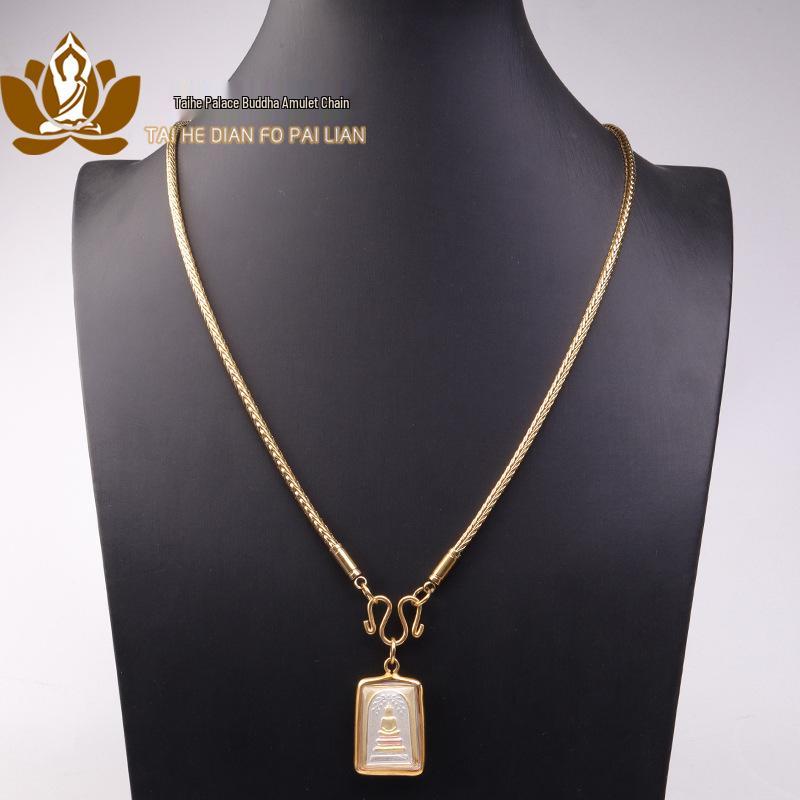 Titanium Steel Dragon Bone Amulet with Quick Release Eagle Beak Clasp for Hanging Takruts.