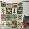 Christmas Snowflake Patchwork Fleece Blanket Festive Tree & Gift Throw Blanket, Soft Cozy For Winter Holiday Home Decor & Gift