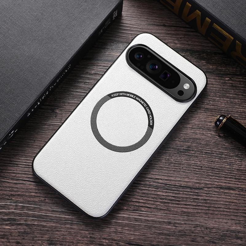

Чехол Magsafe Magnetic Wireless Charger для Pixel 9 Pro 9 Pixel 8A 8 Pro Pixel 7A 7 Pro 6A 6 Pro Роскошный простой кожаный чехол For Pixel 6 белый