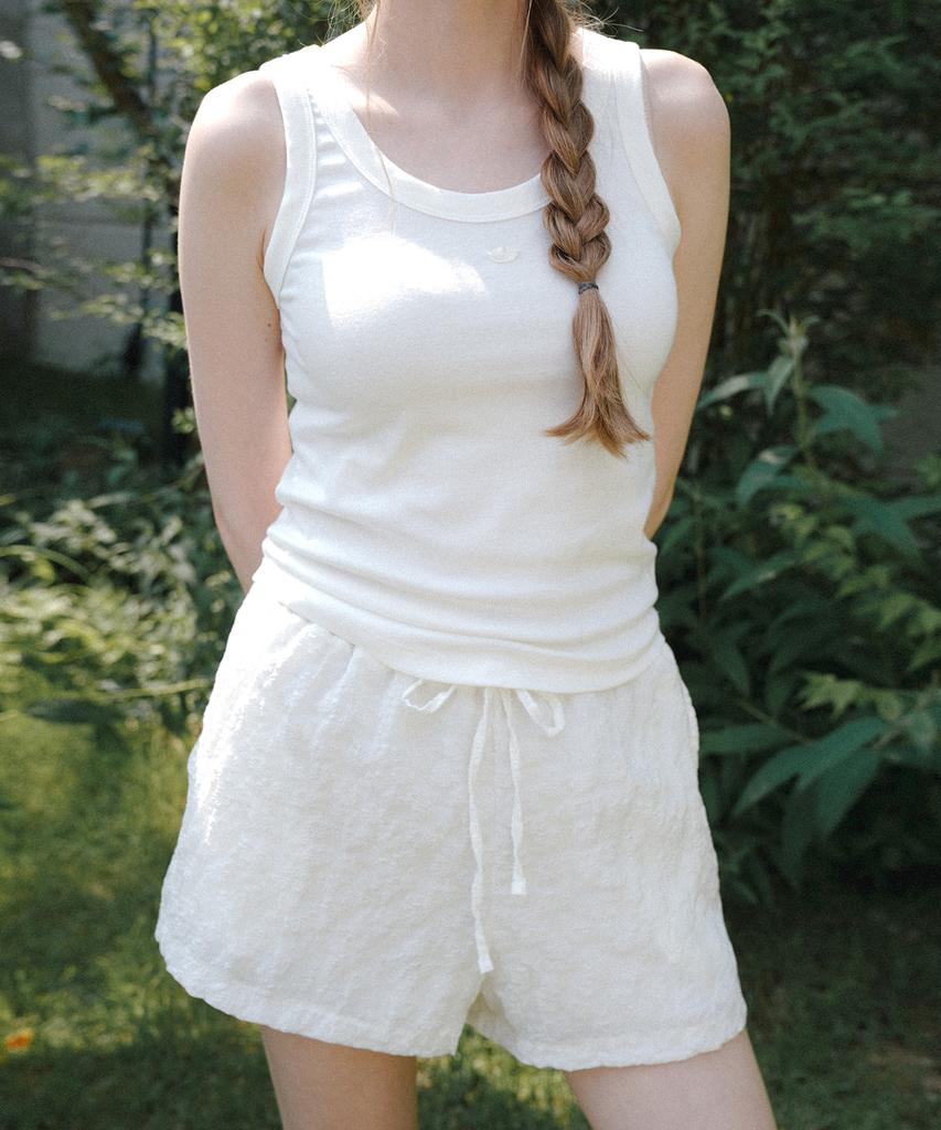 LAMINEZ Glitter Floral Shorts - Ivory