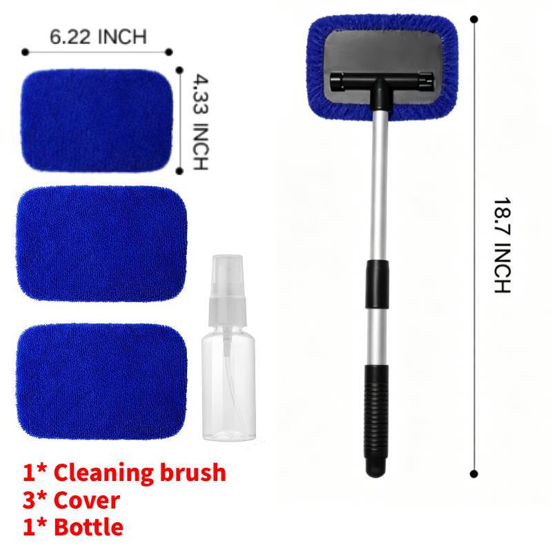 Car Windshield Cleaning Brush With Extendable Handle And Microfiber Cloth For Streakfree Glass Cleaning