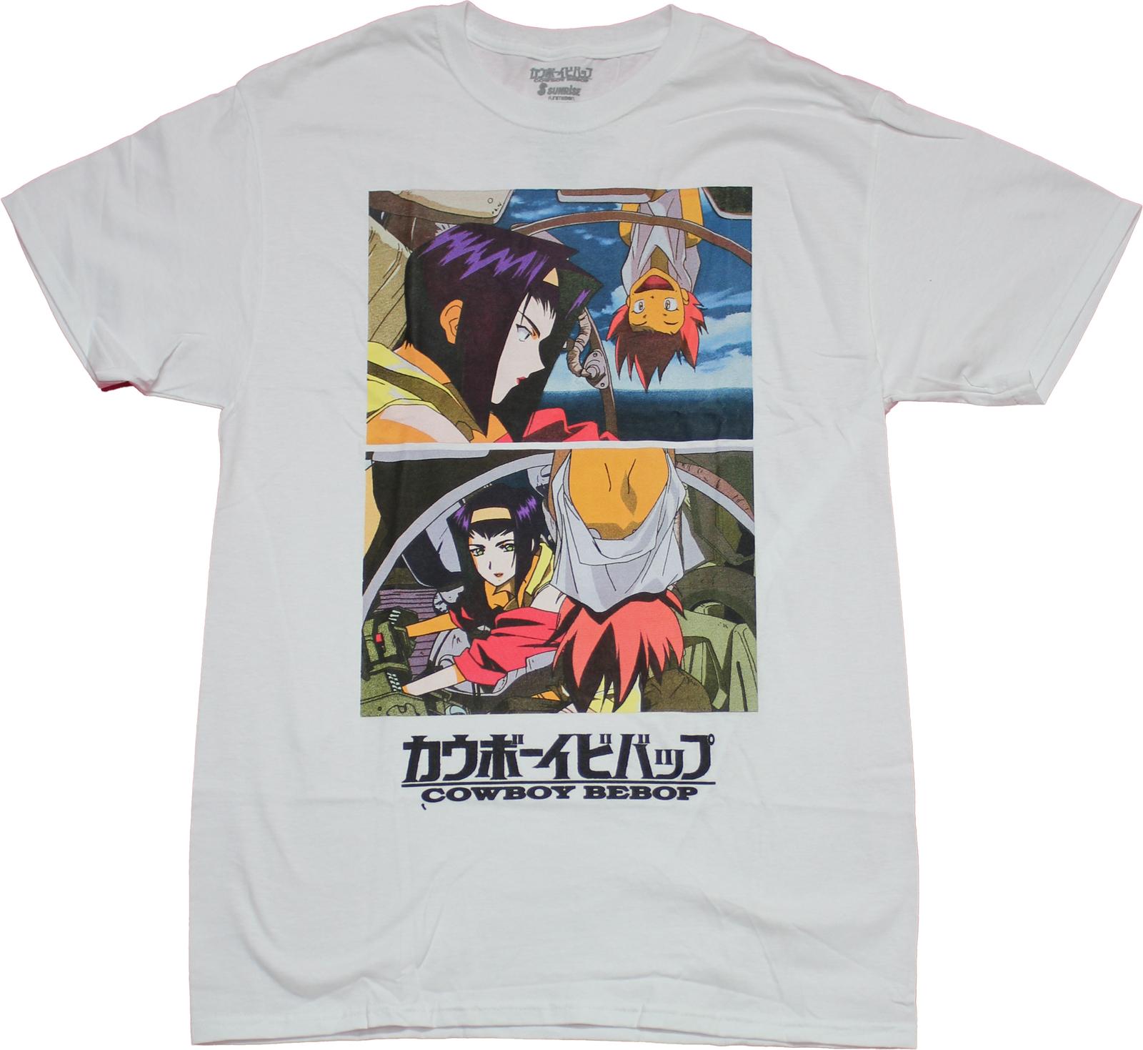 Cowboy Bebop New Adult T-Shirt - Ed Dangling Upside Down Over Faye XXL