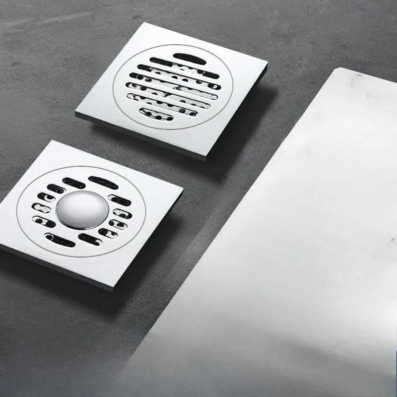 Floor Drain Square 15x15CM Stainless Steel Drain Toilet Balcony Bathroom Shower Anti-odor Drains Tile Insert Waste Grates New