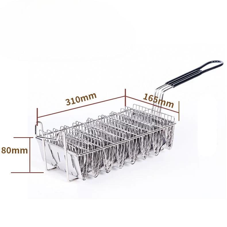 

1 Set 8-Compartment Taco Fry Basket Stainless Steel Non-Slip Handle Suitable for Home and Party Use