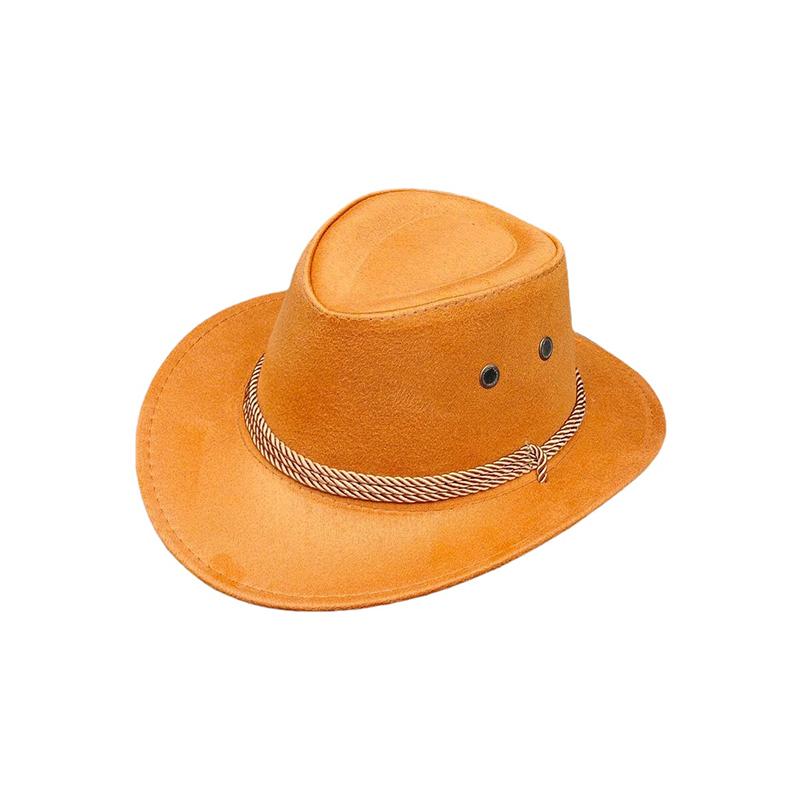 Vintage Western Cowboy Hat Solid Color Basin Hat Wide Brim Jazz Hat Outdoor Sun Protection For Hiking Camping Riding