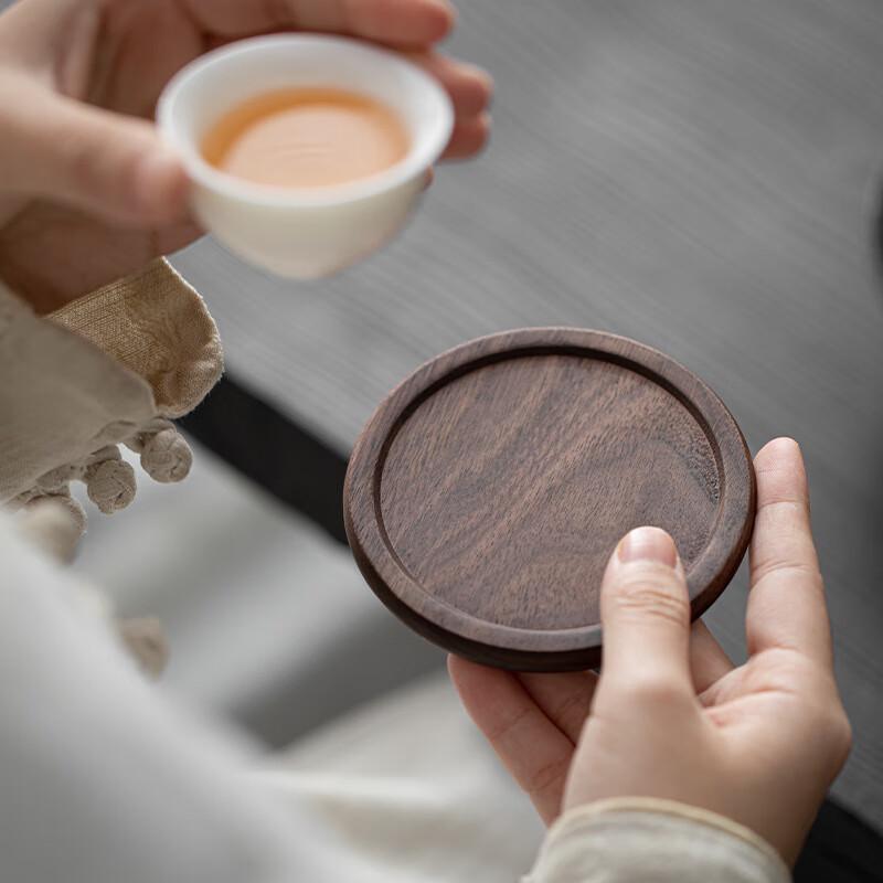 Black Walnut Solid Wood Coaster Set with Holder