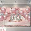 2D Elegant Blush Pink 80th Birthday Party Banner with Confetti