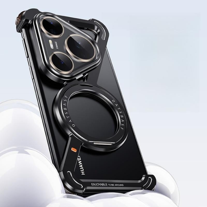 

Oatsbasf Metal Frameless Phone Case for Huawei Pura 80 Ultra/80 Pro/Pro+/70 Ultra/70 Pro/Pro+ with Stand 360° Rotation Magnetic Huawei Pura 70 чёрный