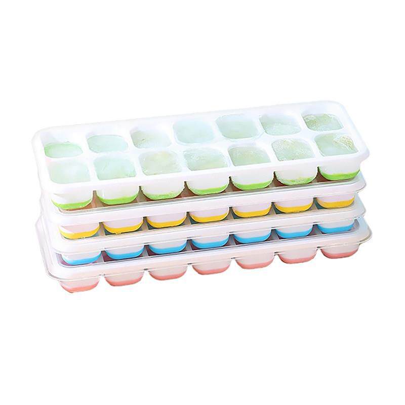 14-piece Ice Cube Tray with Lid - Ice Cube Mold for Home Use - Soft-bottom Ice Tray - Making Ice - Homemade Ice Cubes - Freezing