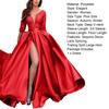 Deep V-Neck 45720 Sleeve Lace Splicing Waist Tight Mid-Rise Gown Dress Women Sequins