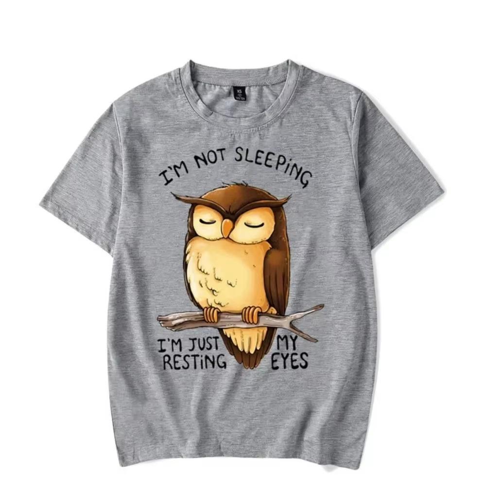 Men T-shirt I'm Not Sleeping I'm Just My Resting Eyes Kawaii T Shirt Unisex Cotton Tshirt Funny Owl Graphic Tshirts Oversized T