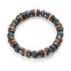 Temu Men's Black Hematite and Weathered Stone Beaded Bracelet