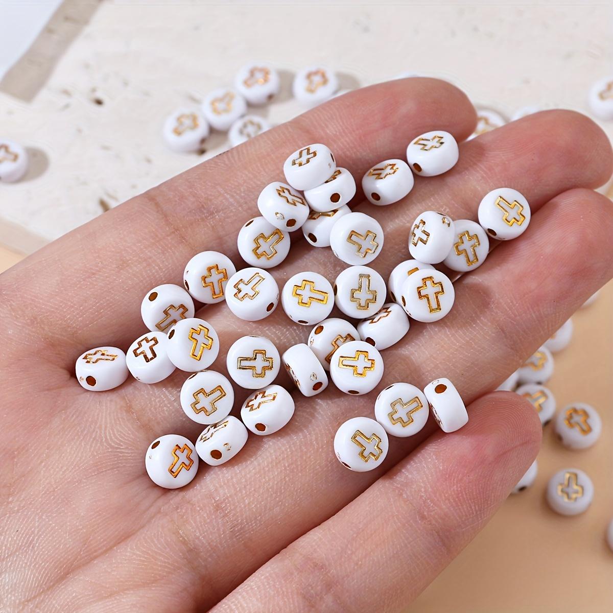 100 Stuks Witte Kruisjes Kralen Voor Sieraden Maken Diy Handgemaakte Ketting Armband Sleutelhanger Accessoires 14mm