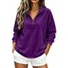 Women's Velvet Zip Up Long Sleeve Top Casual Color Shirt for Everyday Wear